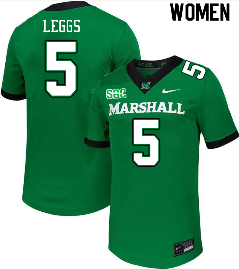 Women #5 TyQaze Leggs Marshall Thundering Herd SBC Conference College Football Jerseys Stitched-Gree